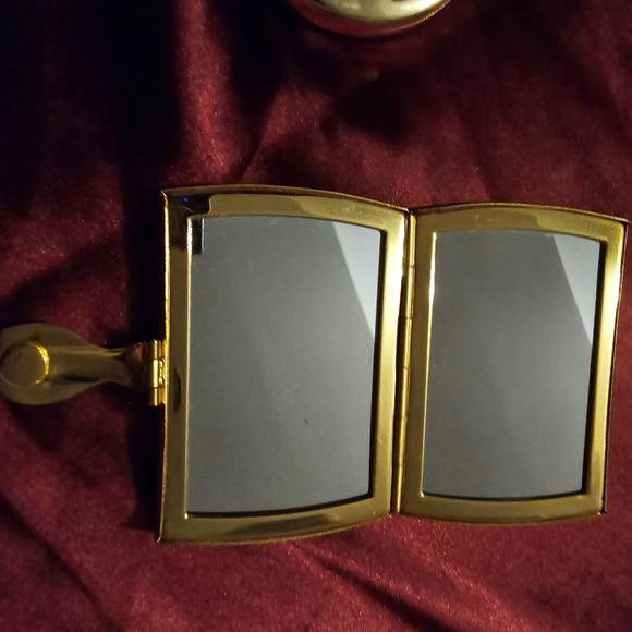 Vintage Gold Tone Dual Purse Mirror Compact with Jewel Accents - Picture 6 of 8